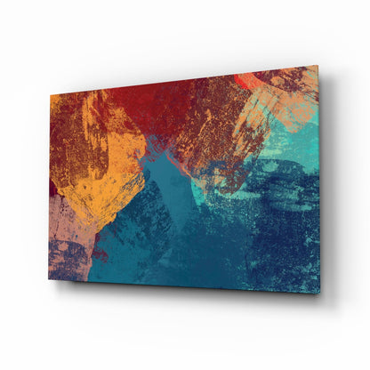 Red and Blue Grunge Paint Glass Wall Art