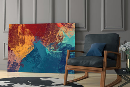 Red and Blue Grunge Paint Glass Wall Art