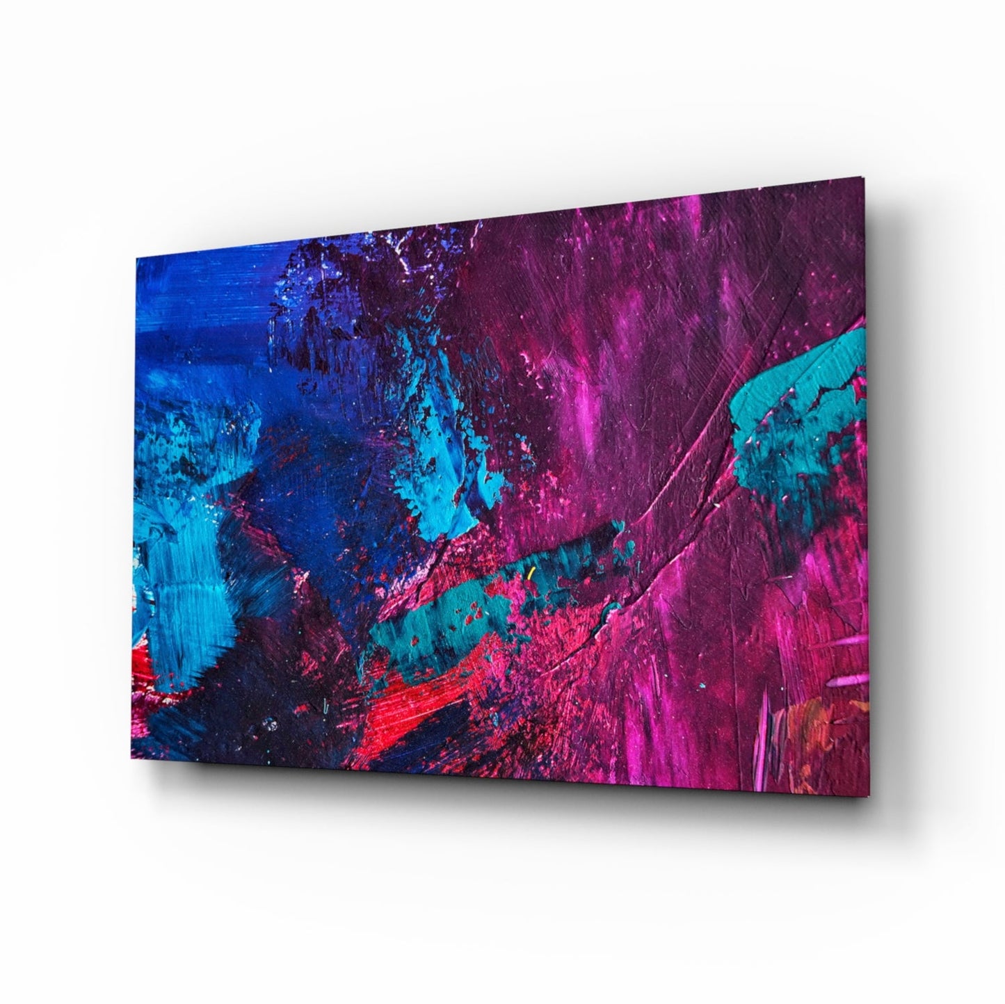 Magenta Blue Paint Strokes Glass Wall Art