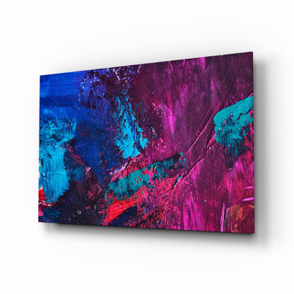 Magenta Blue Paint Strokes Glass Wall Art