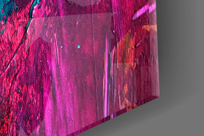 Magenta Blue Paint Strokes Glass Wall Art