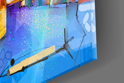 Cubist Harbor Sailboats Glass Wall Art