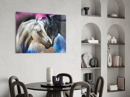 Pastel Horse Pair Embrace Glass Wall Art