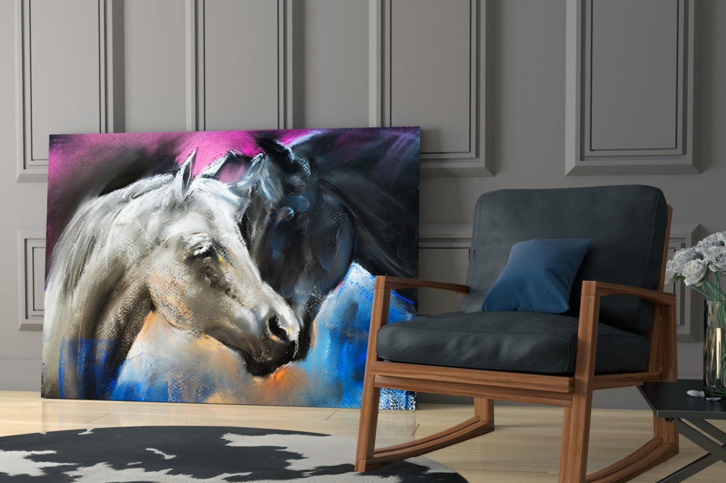 Pastel Horse Pair Embrace Glass Wall Art