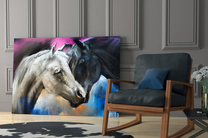 Pastel Horse Pair Embrace Glass Wall Art
