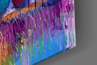Palette Knife Round Lollipop Trees Glass Wall Art