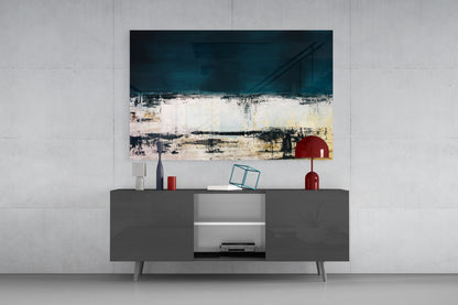 Navy and Cream Horizon Glass Wall Art