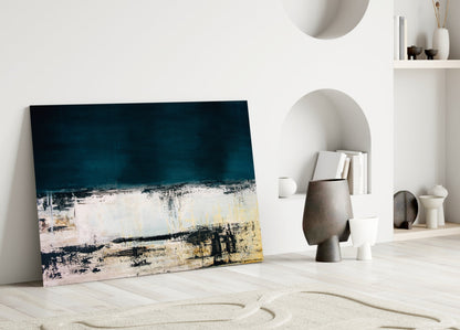 Navy and Cream Horizon Glass Wall Art