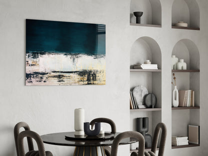 Navy and Cream Horizon Glass Wall Art