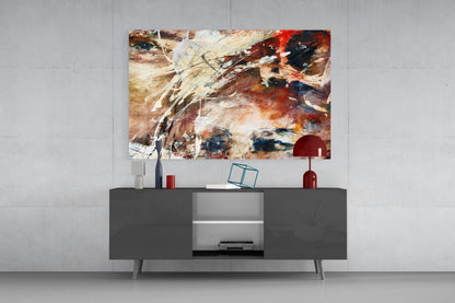 Rust Watercolor Splash Glass Wall Art