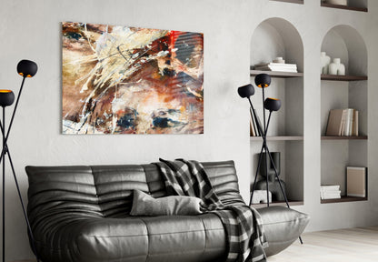 Rust Watercolor Splash Glass Wall Art