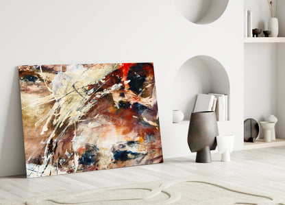 Rust Watercolor Splash Glass Wall Art