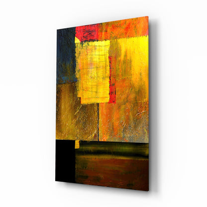 Golden Yellow Block Collage Glass Wall Art