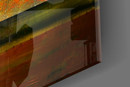 Golden Yellow Block Collage Glass Wall Art