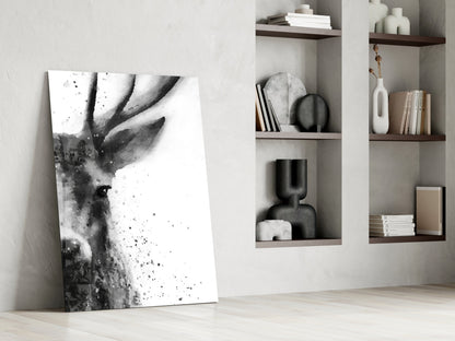 Watercolor Ink Deer Splatter Glass Wall Art