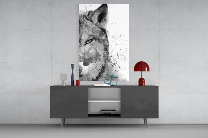 Watercolor Half Face Wolf Glass Wall Art