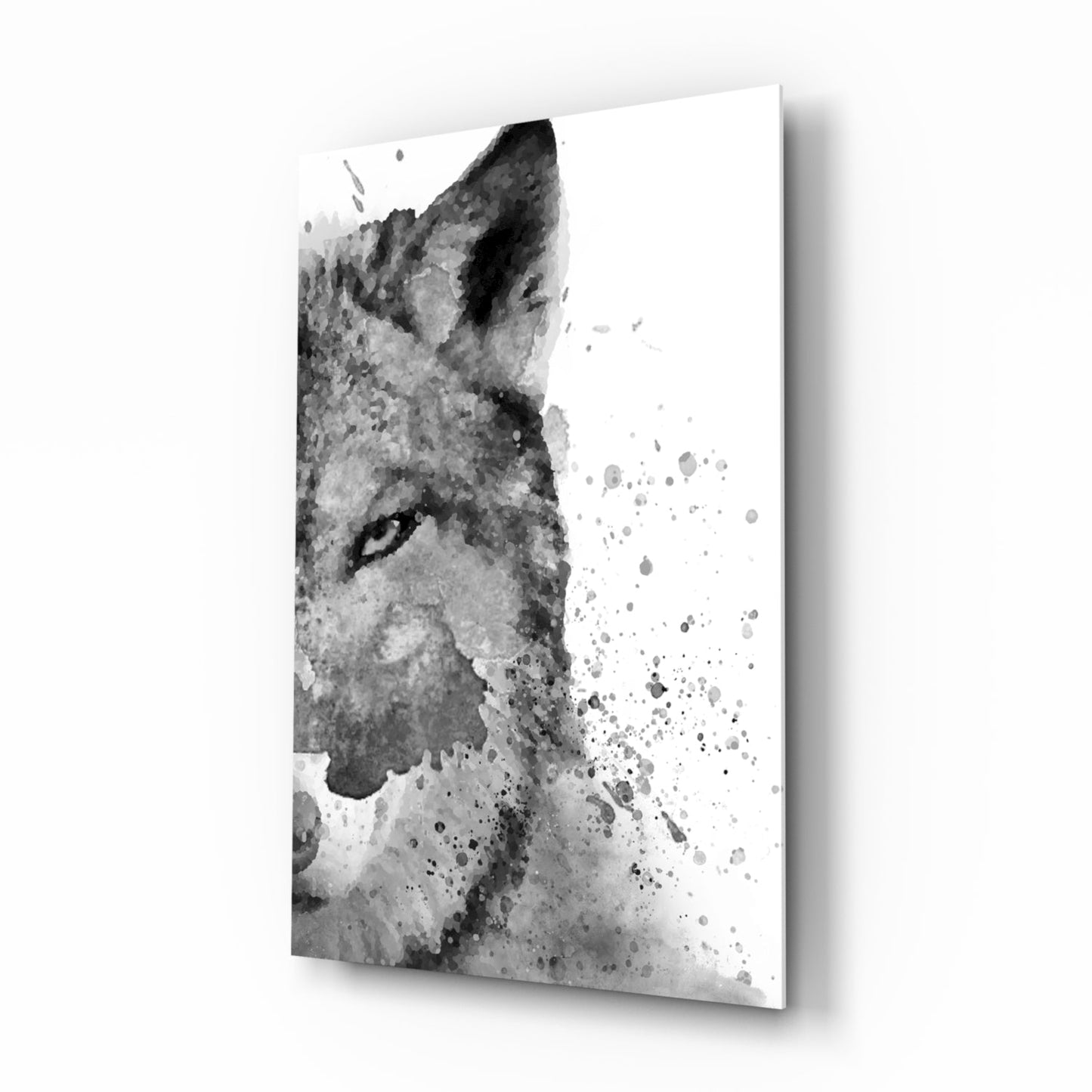 Watercolor Half Face Wolf Glass Wall Art