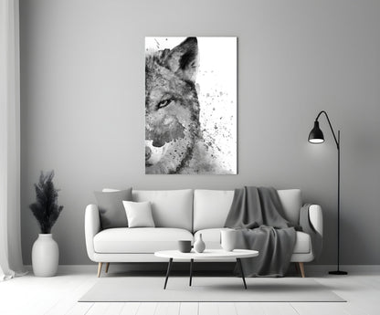 Watercolor Half Face Wolf Glass Wall Art