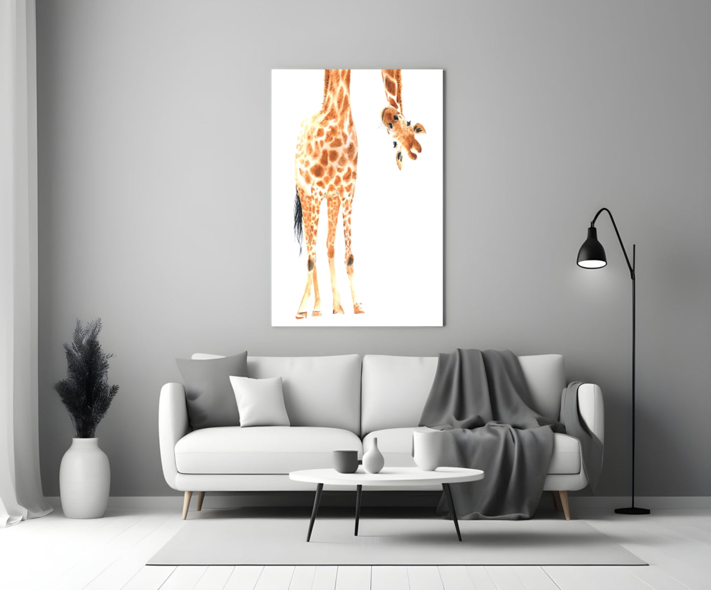 Mother and Baby Giraffe Glass Wall Art