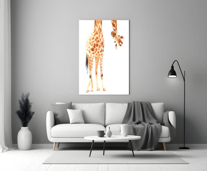 Mother and Baby Giraffe Glass Wall Art