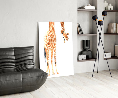 Mother and Baby Giraffe Glass Wall Art
