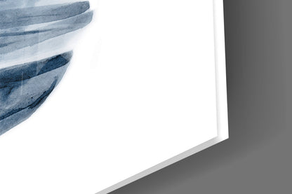 Indigo Watercolor Banana Leaf Glass Wall Art
