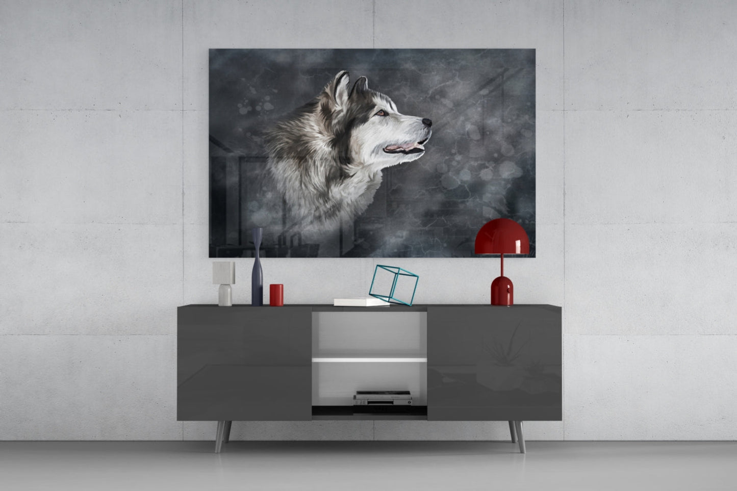 Nordic Husky Profile Glass Wall Art