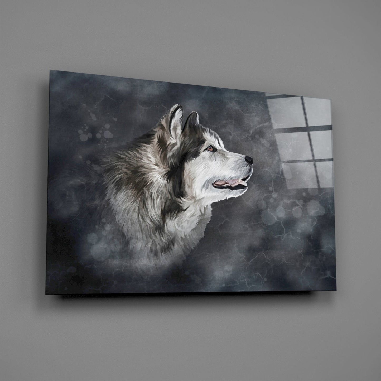 Nordic Husky Profile Glass Wall Art