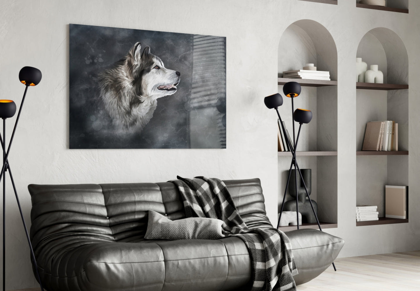 Nordic Husky Profile Glass Wall Art