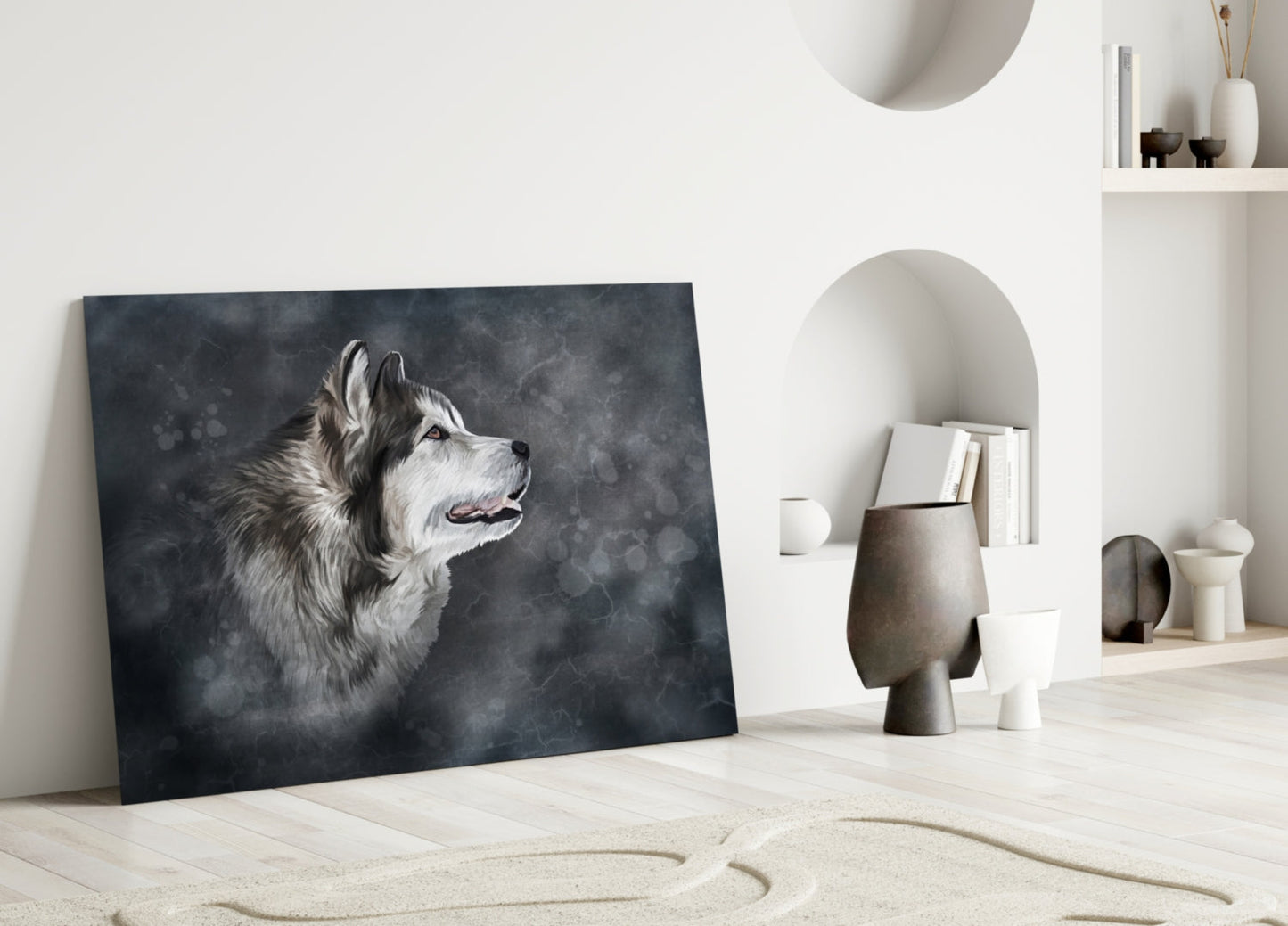 Nordic Husky Profile Glass Wall Art