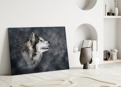 Nordic Husky Profile Glass Wall Art
