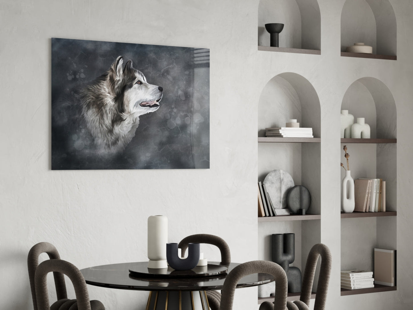 Nordic Husky Profile Glass Wall Art
