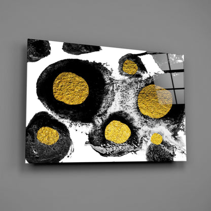 Black and Gold Ink Circles Glass Wall Art
