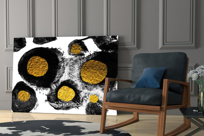 Black and Gold Ink Circles Glass Wall Art