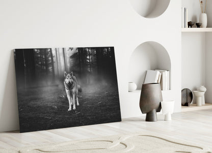Misty Forest Wolf Glass Wall Art