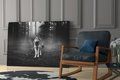 Misty Forest Wolf Glass Wall Art