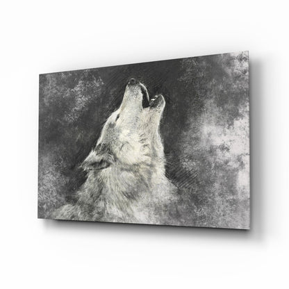 Howling Wolf Sketch Glass Wall Art