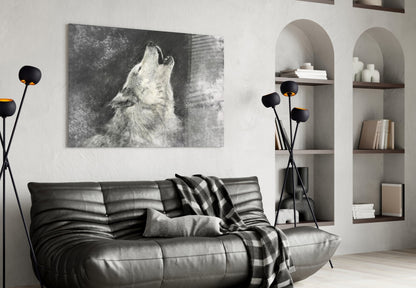 Howling Wolf Sketch Glass Wall Art