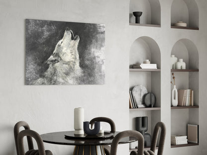 Howling Wolf Sketch Glass Wall Art