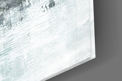 Teal White Minimalist Blocks Glass Wall Art
