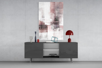 Blush Gray Minimalist Blocks Glass Wall Art