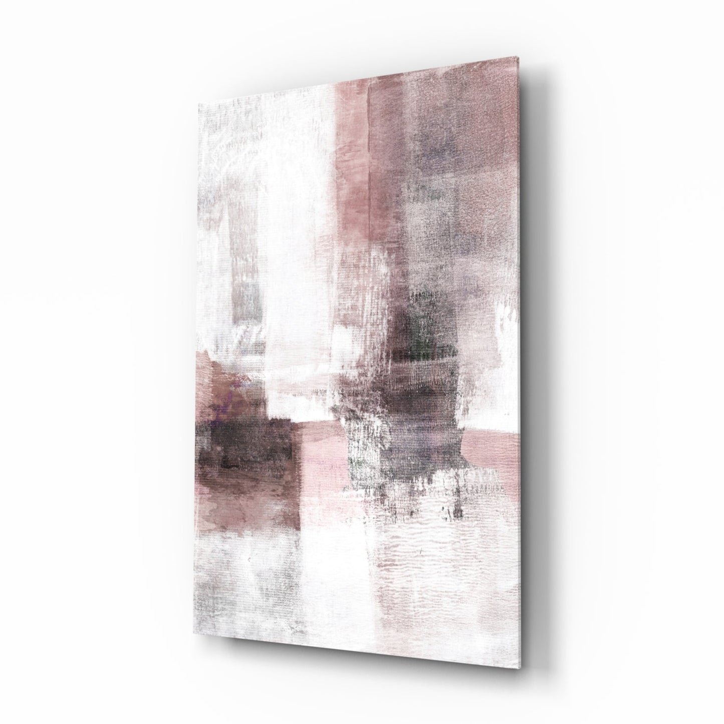 Blush Gray Minimalist Blocks Glass Wall Art