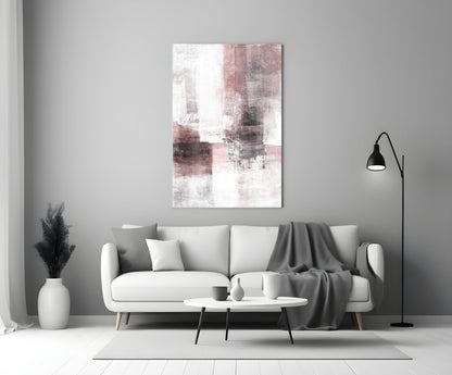 Blush Gray Minimalist Blocks Glass Wall Art
