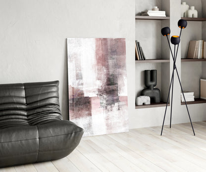 Blush Gray Minimalist Blocks Glass Wall Art