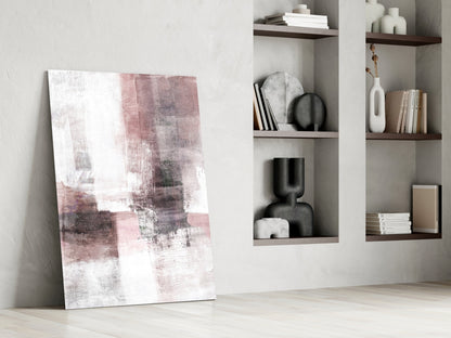 Blush Gray Minimalist Blocks Glass Wall Art