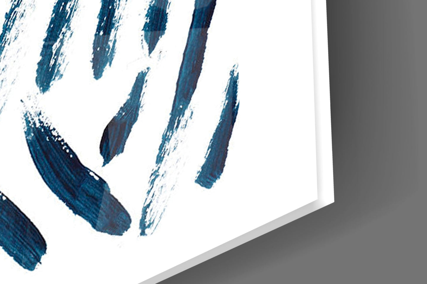 Navy Chevron Brush Dashes Glass Wall Art