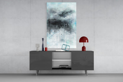 Stormy Cloud Icy Blue Glass Wall Art