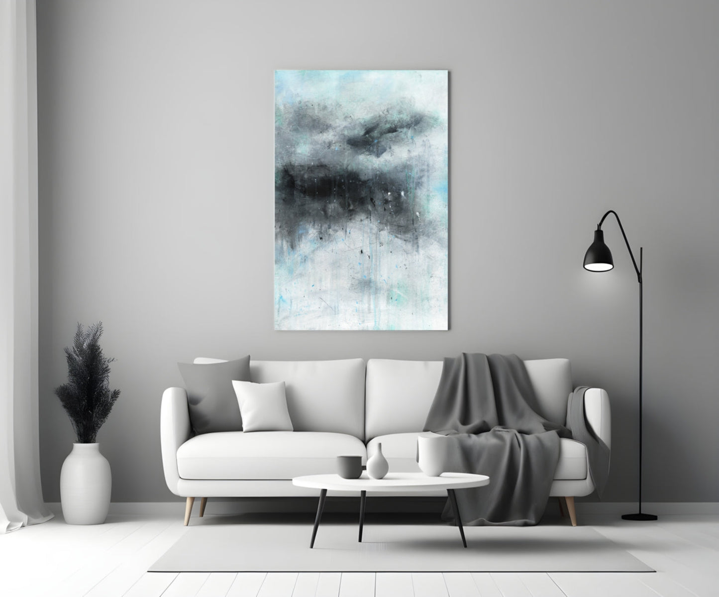 Stormy Cloud Icy Blue Glass Wall Art