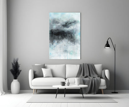 Stormy Cloud Icy Blue Glass Wall Art