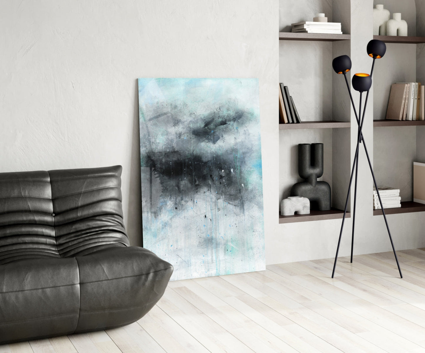 Stormy Cloud Icy Blue Glass Wall Art